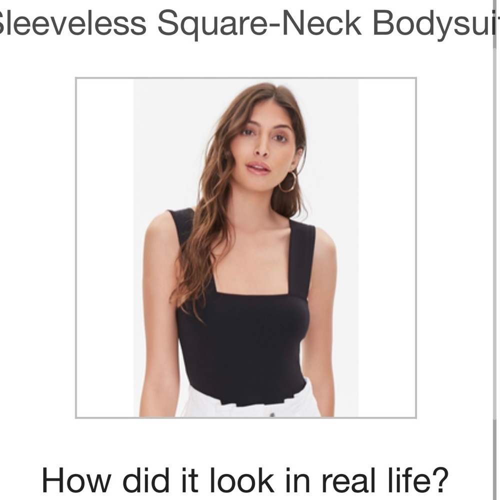 Square neck black tank bodysuit